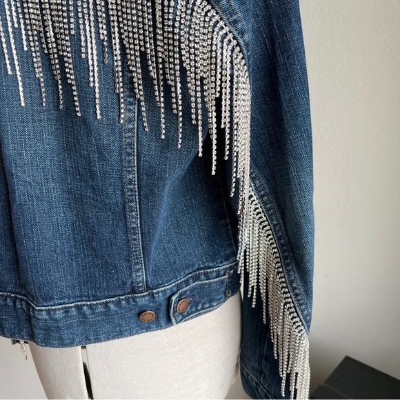 Upcycled Rhinestone Fringe Denim Jacket - Picture 5 of 11